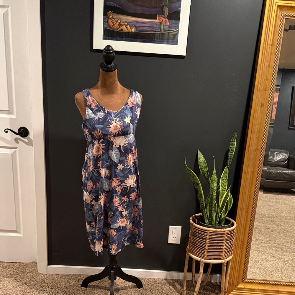 Floral Sleeveless Blue Dress